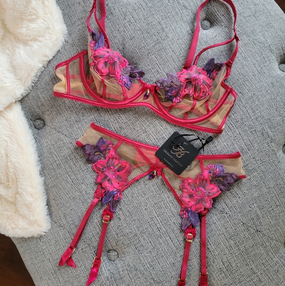 NWT Honey Birdette Marymay Bra and Garter Size 34D XS - Picture 6 of 12